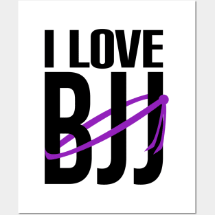 I love bjj - brazilian jiu jitsu purple belt Posters and Art